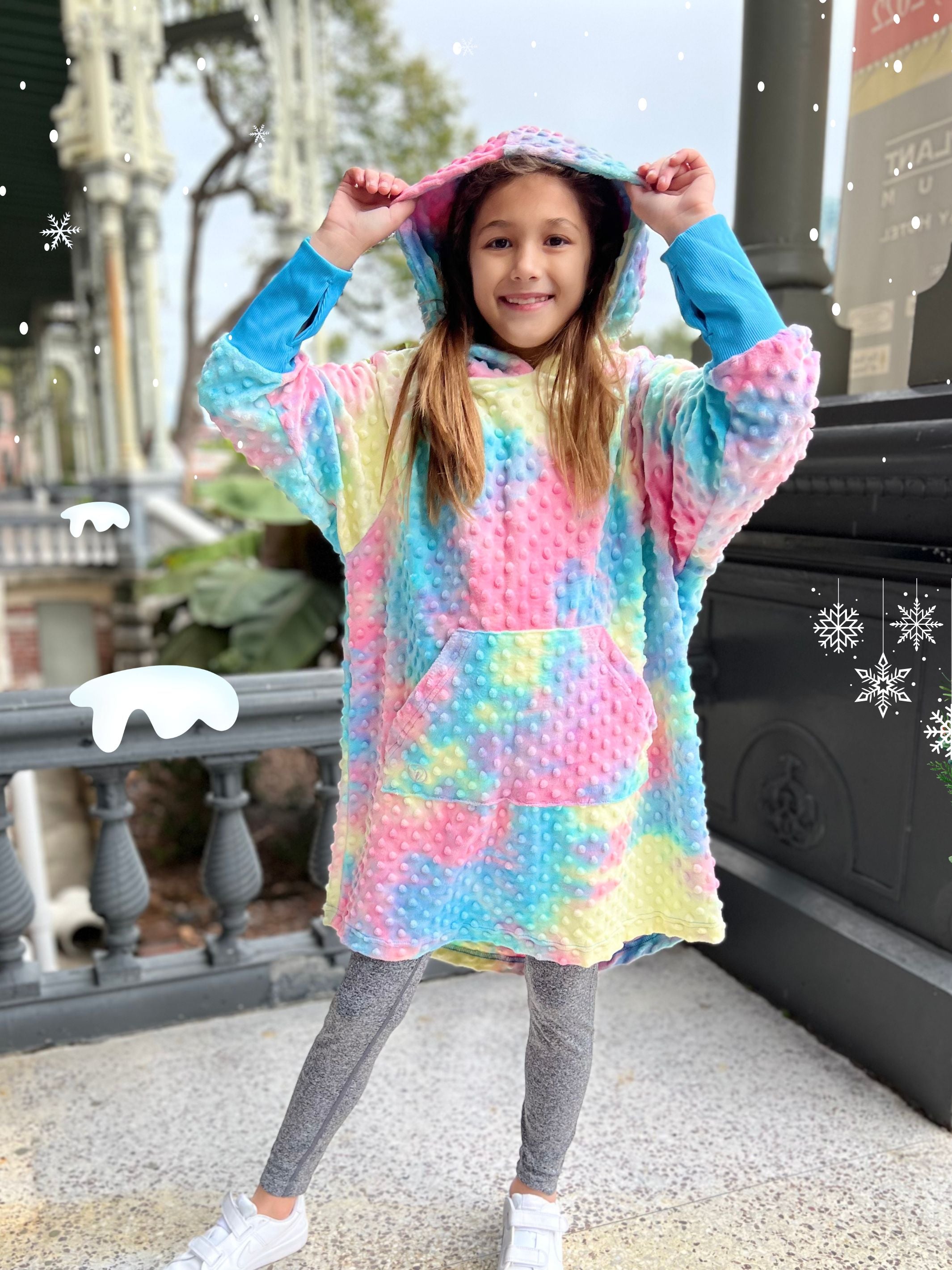 girls minky bubble oversized hoodie and activewear leggings 