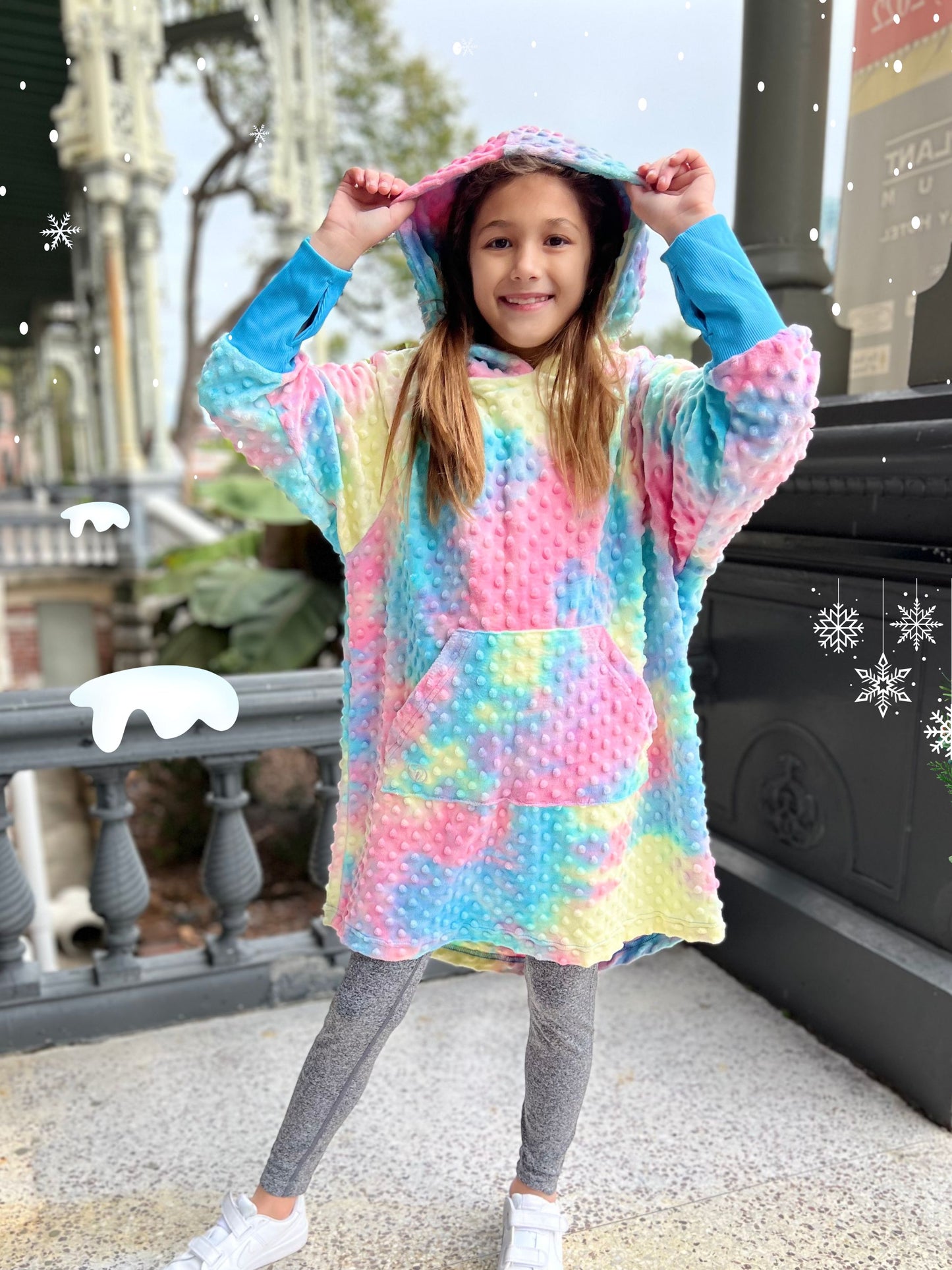 girls minky bubble oversized hoodie and activewear leggings 
