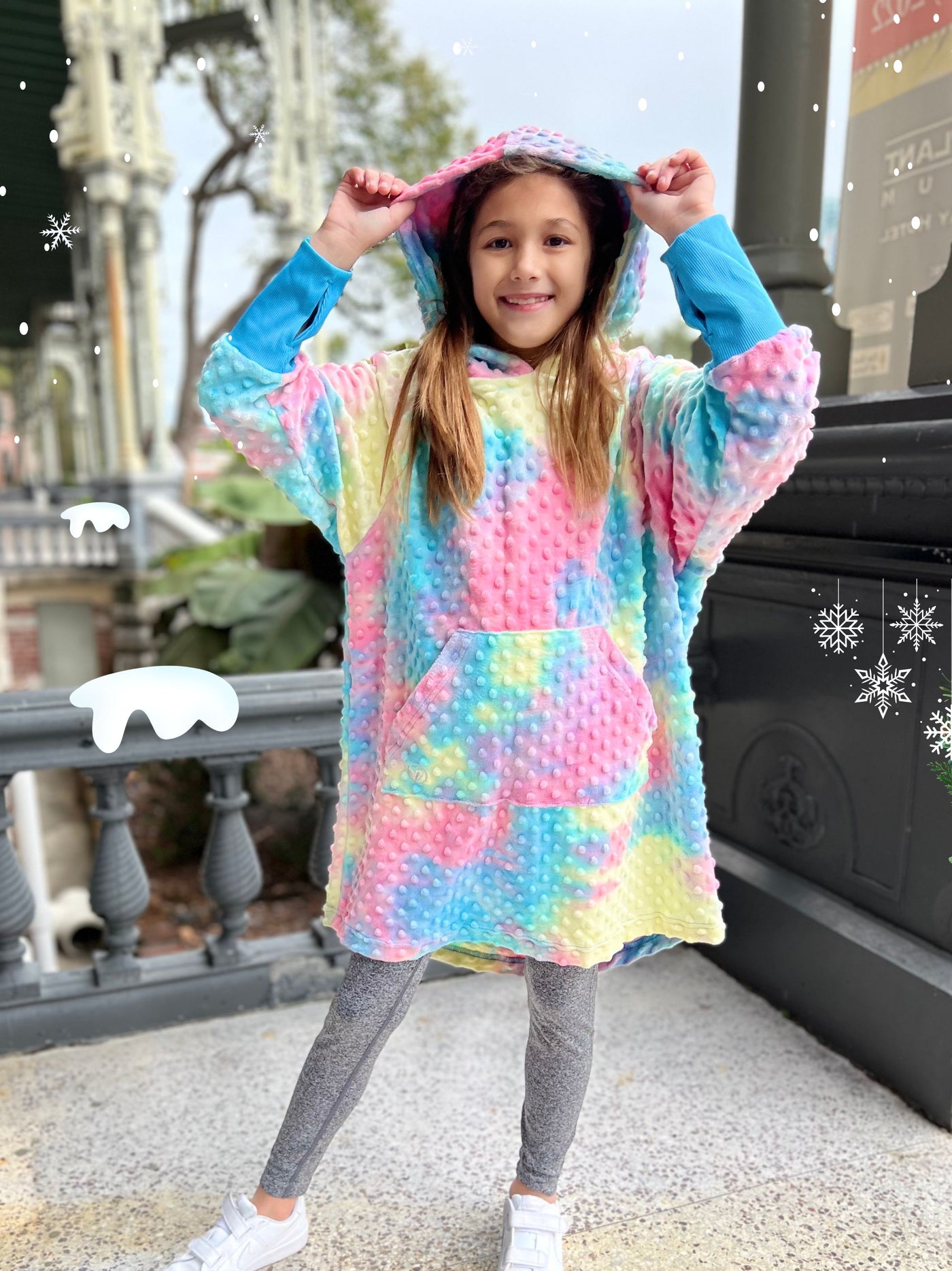 girls minky bubble oversized hoodie and activewear leggings 