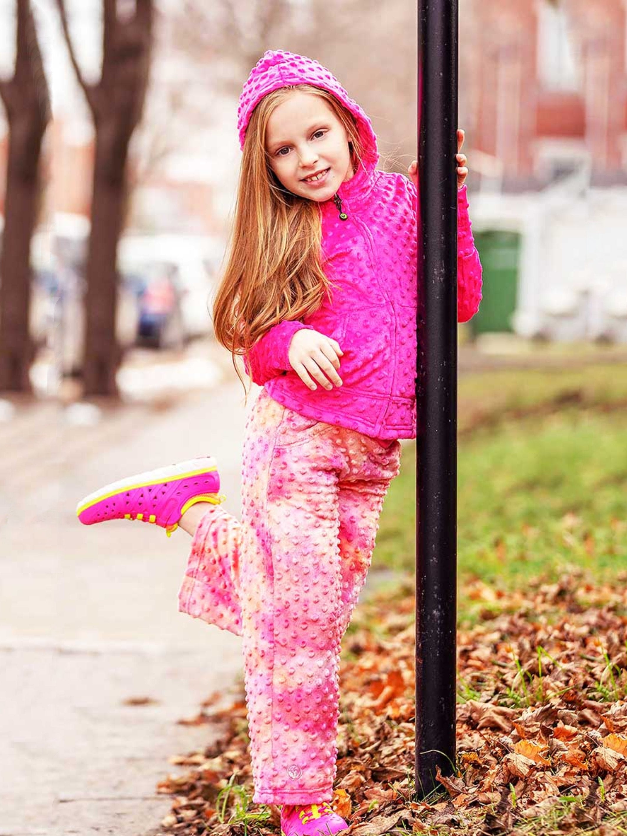 girls minky bubble loungewear pant in tie dye