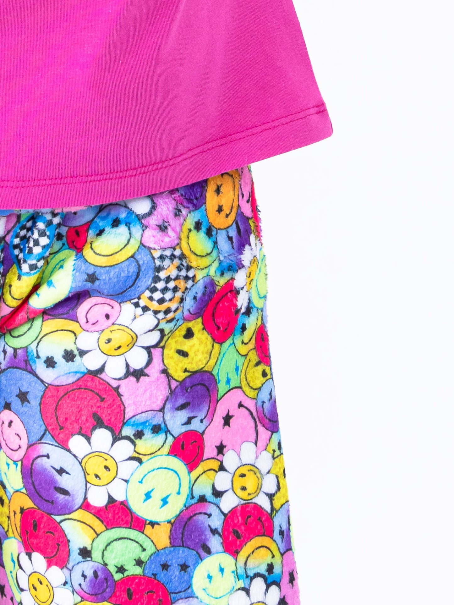 girls plush loungewear pant in smiley face print
