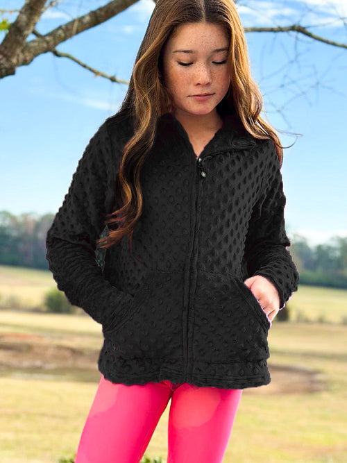 girls minky bubble zip hoodie and printed activewear leggings 