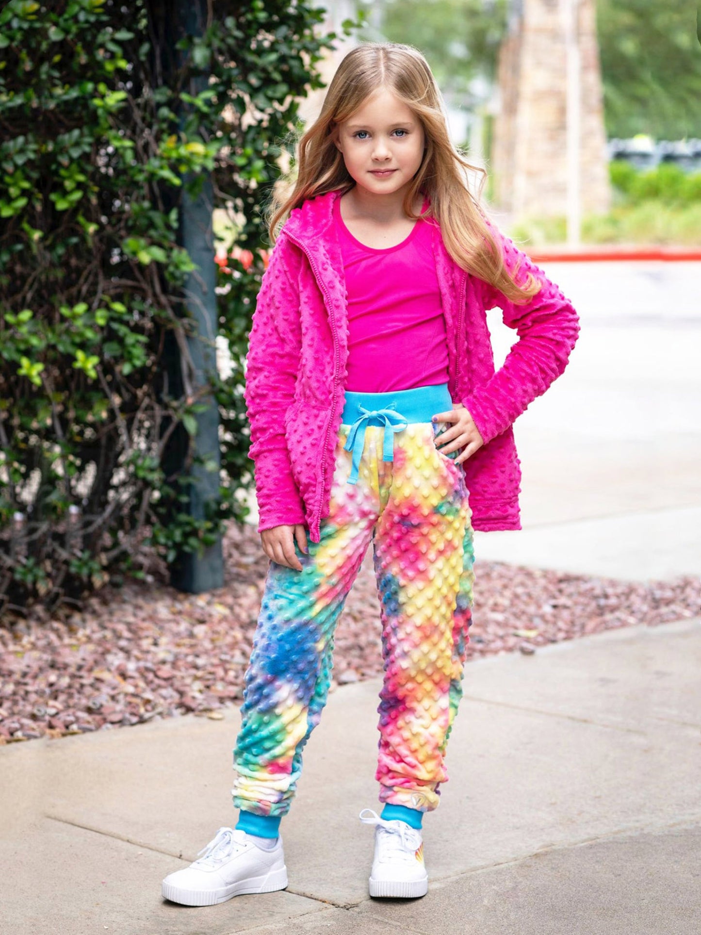 girls minky zip hoodie and jogger pant set