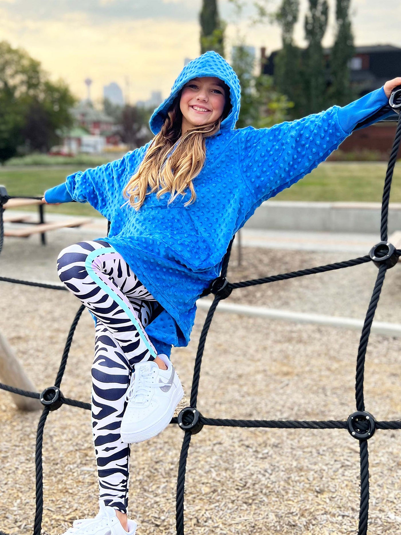 girls coral oversized minky bubble hoodie
