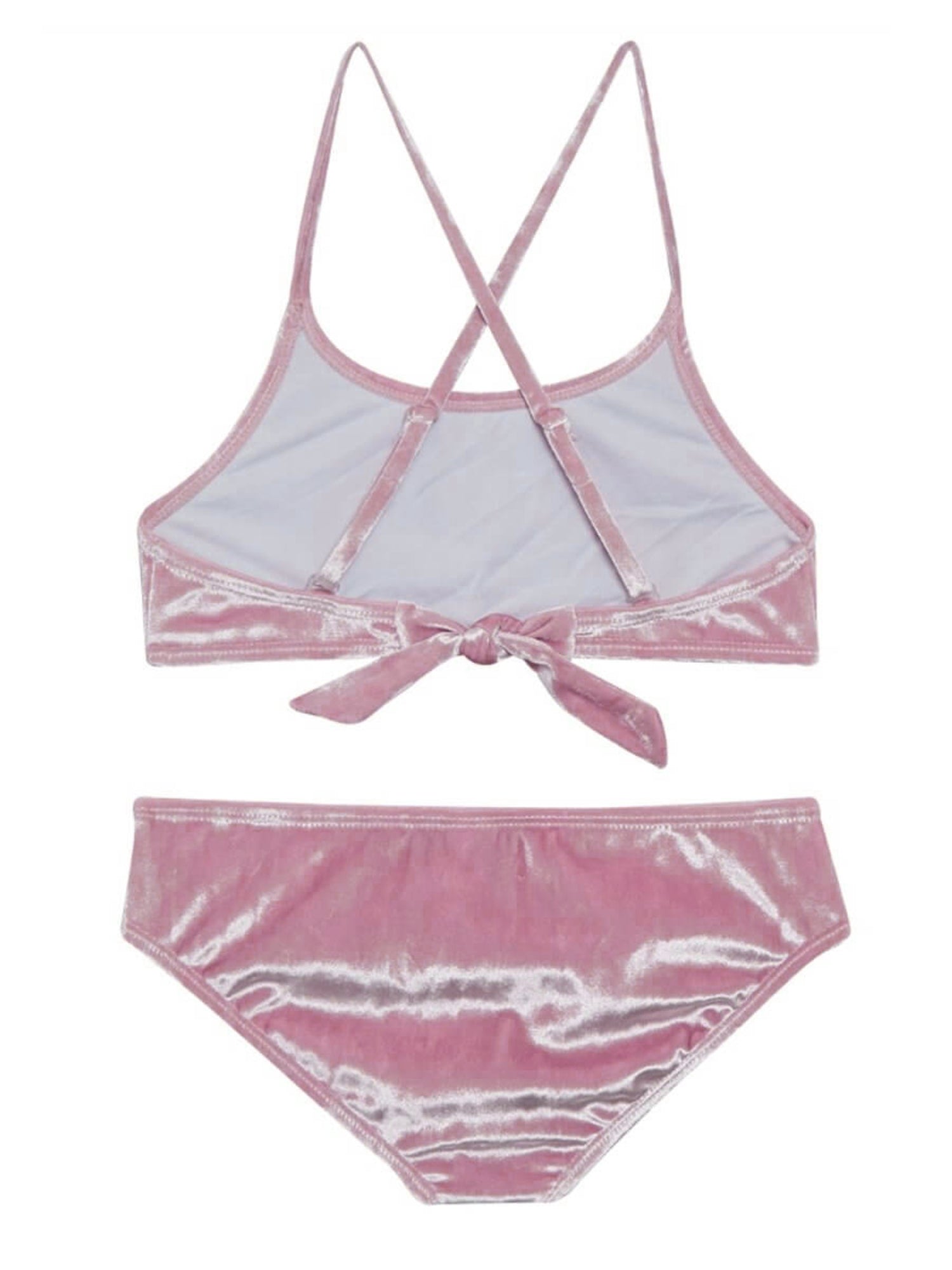 girls crushed velvet pink bikini swimsuit