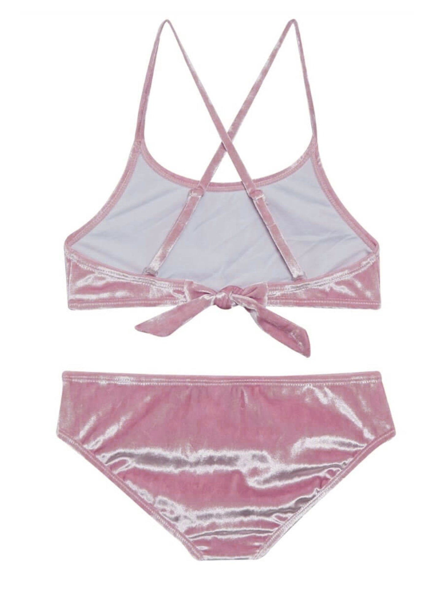 girls crushed velvet pink bikini swimsuit