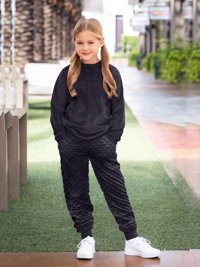 girls minky sweatshirt and jogger pant set