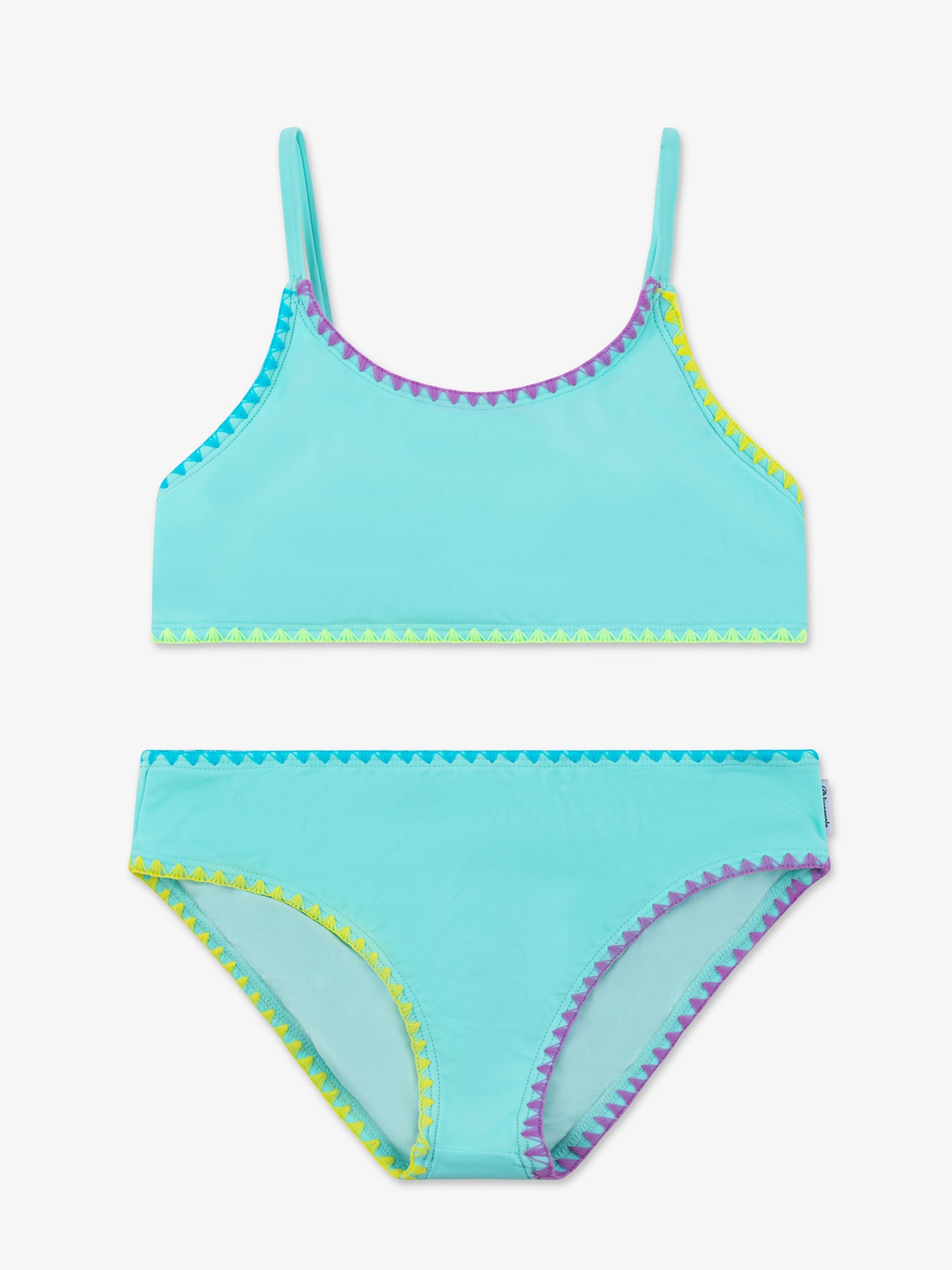 girls orchid two piece bikini swimsuit with embroidered trim 