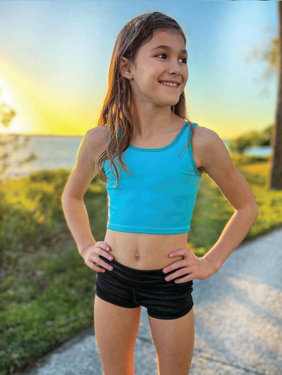 girls pink cropped activewear tank top 