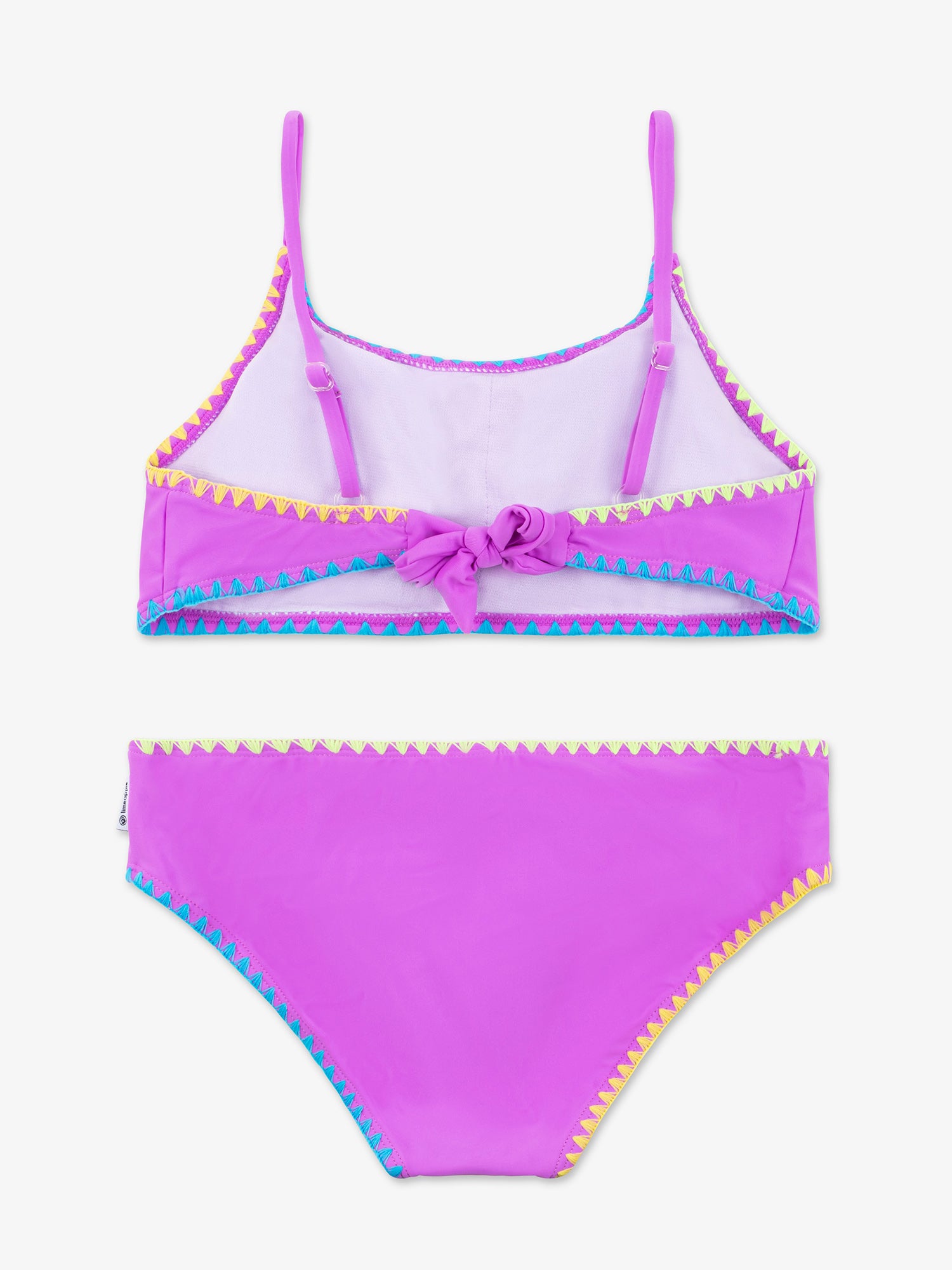 girls aqua two piece bikini swimsuit with embroidered trim 