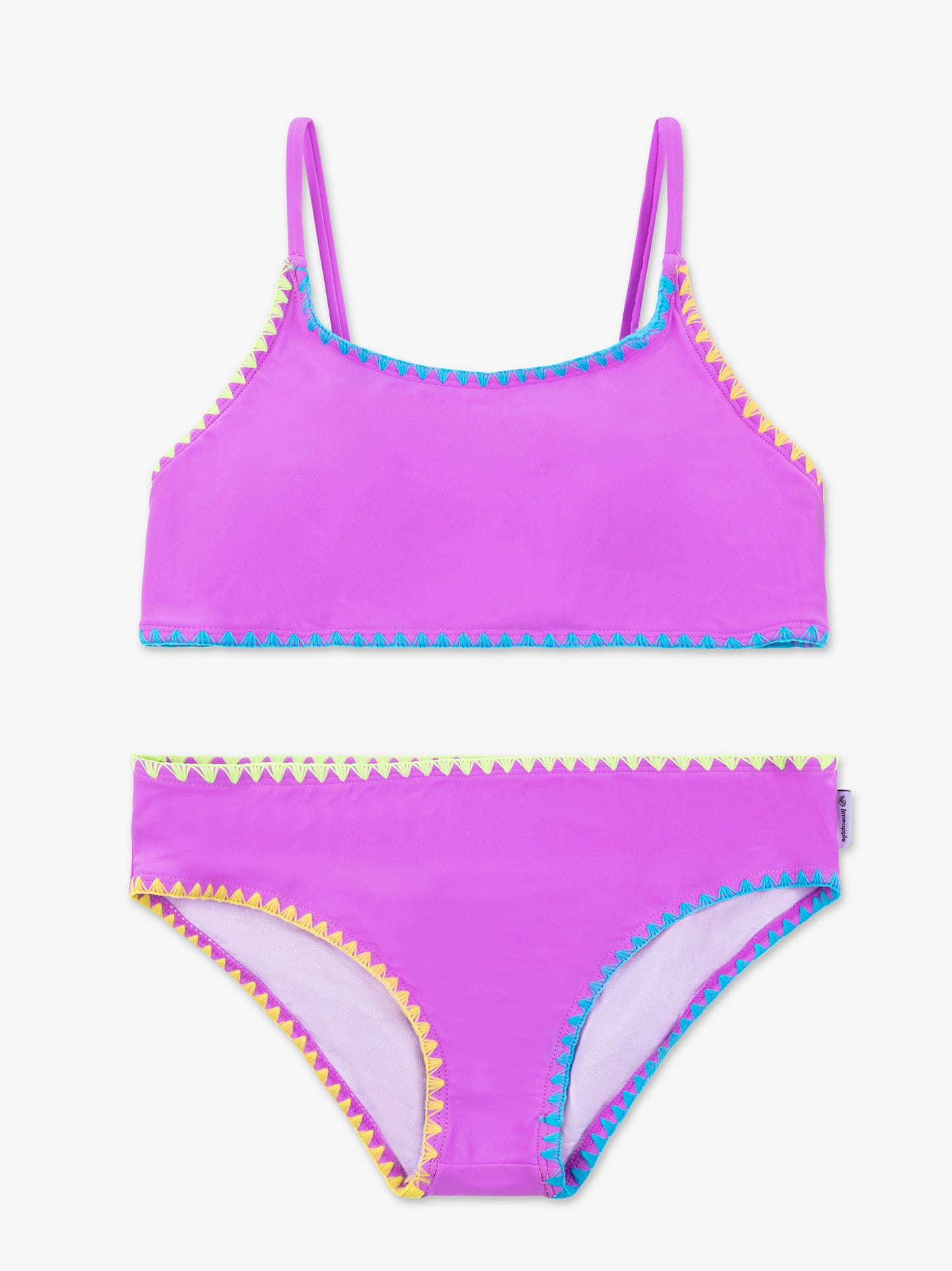 girls orchid two piece bikini swimsuit with embroidered trim 