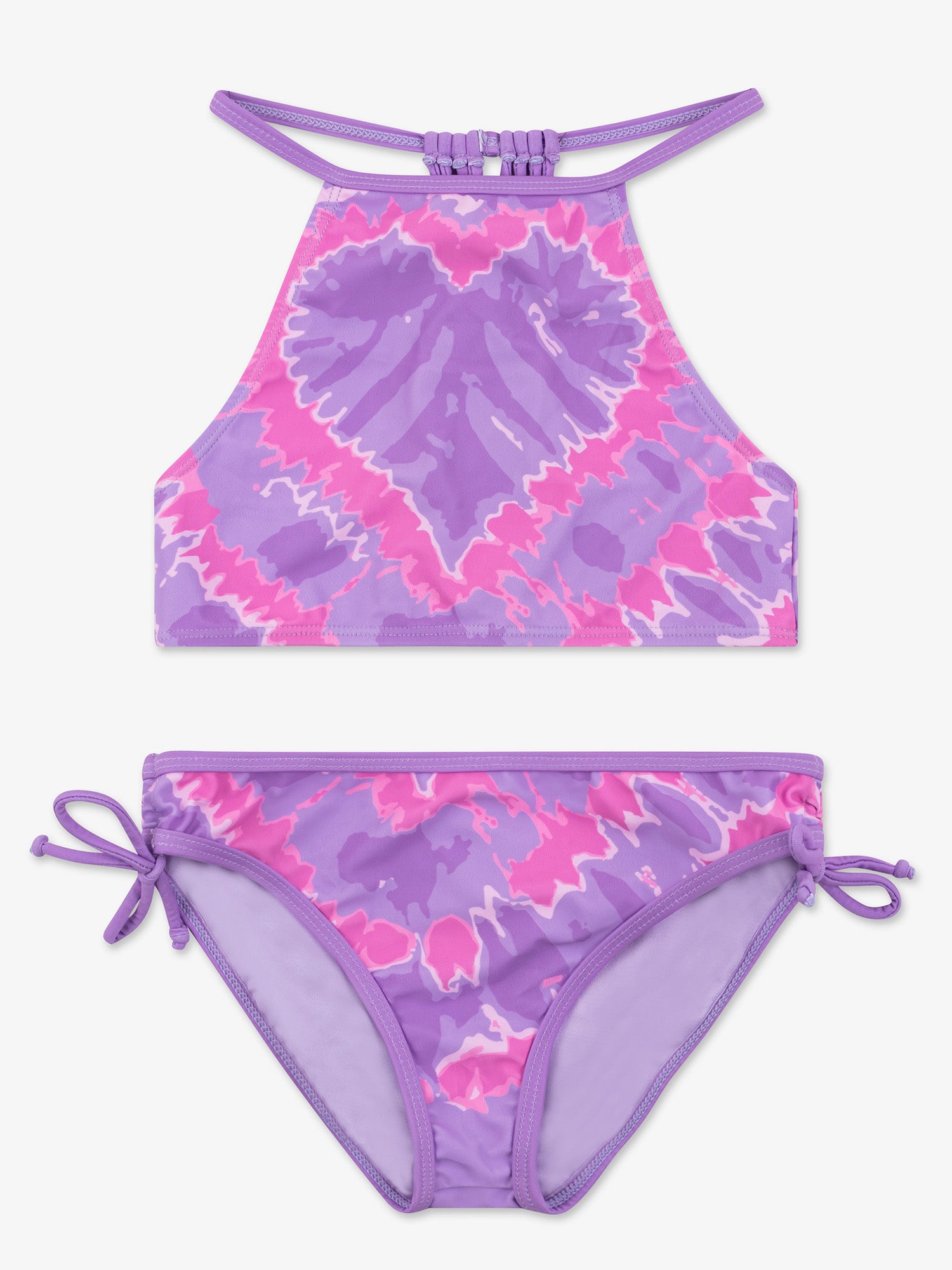girls purple heart tie dye tankini two piece swimsuit