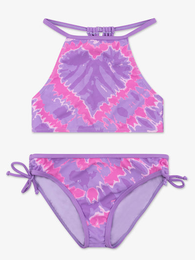 girls purple heart tie dye tankini two piece swimsuit