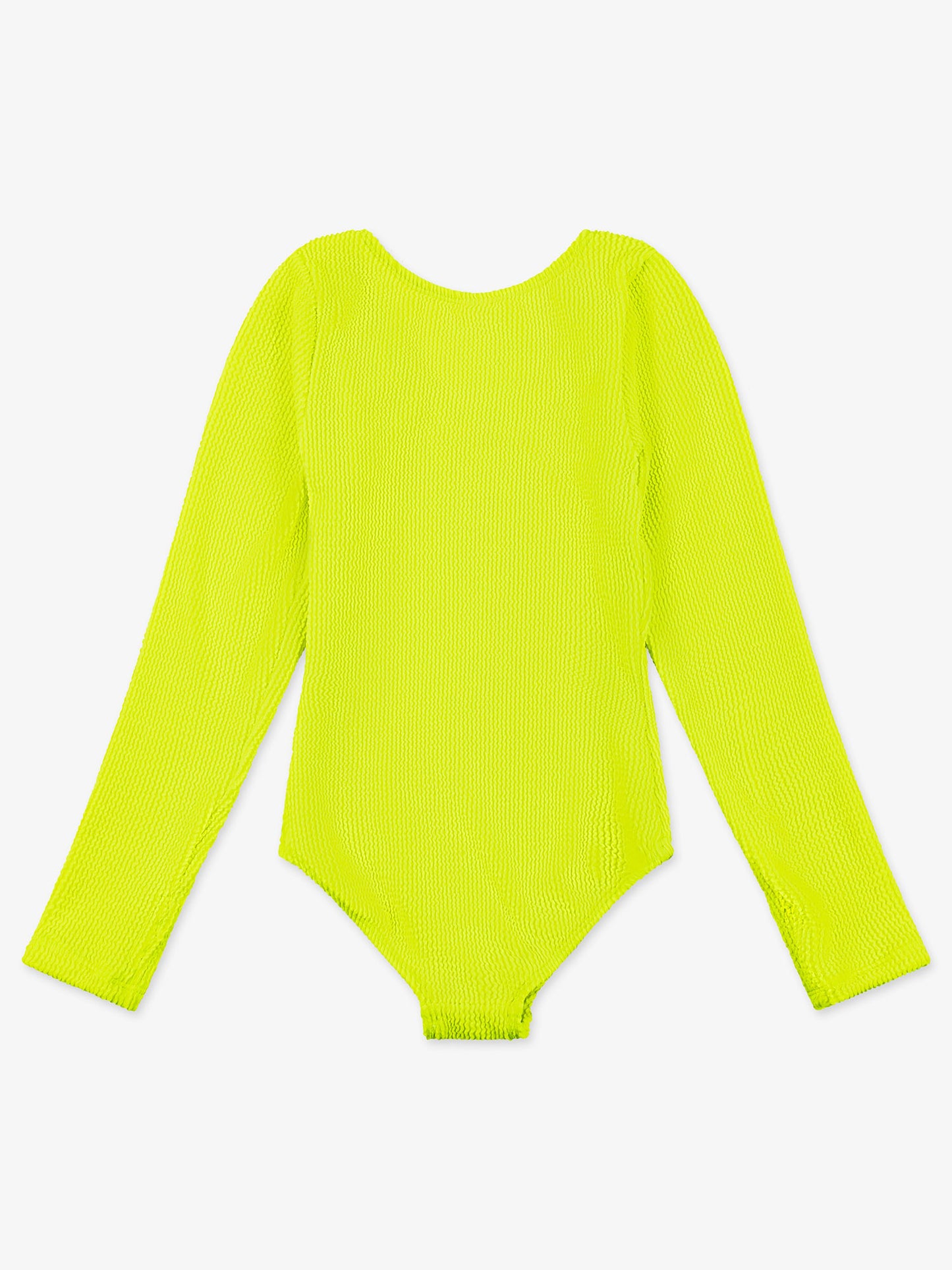 girls neon orange crinkle long sleeve one piece swimsuit