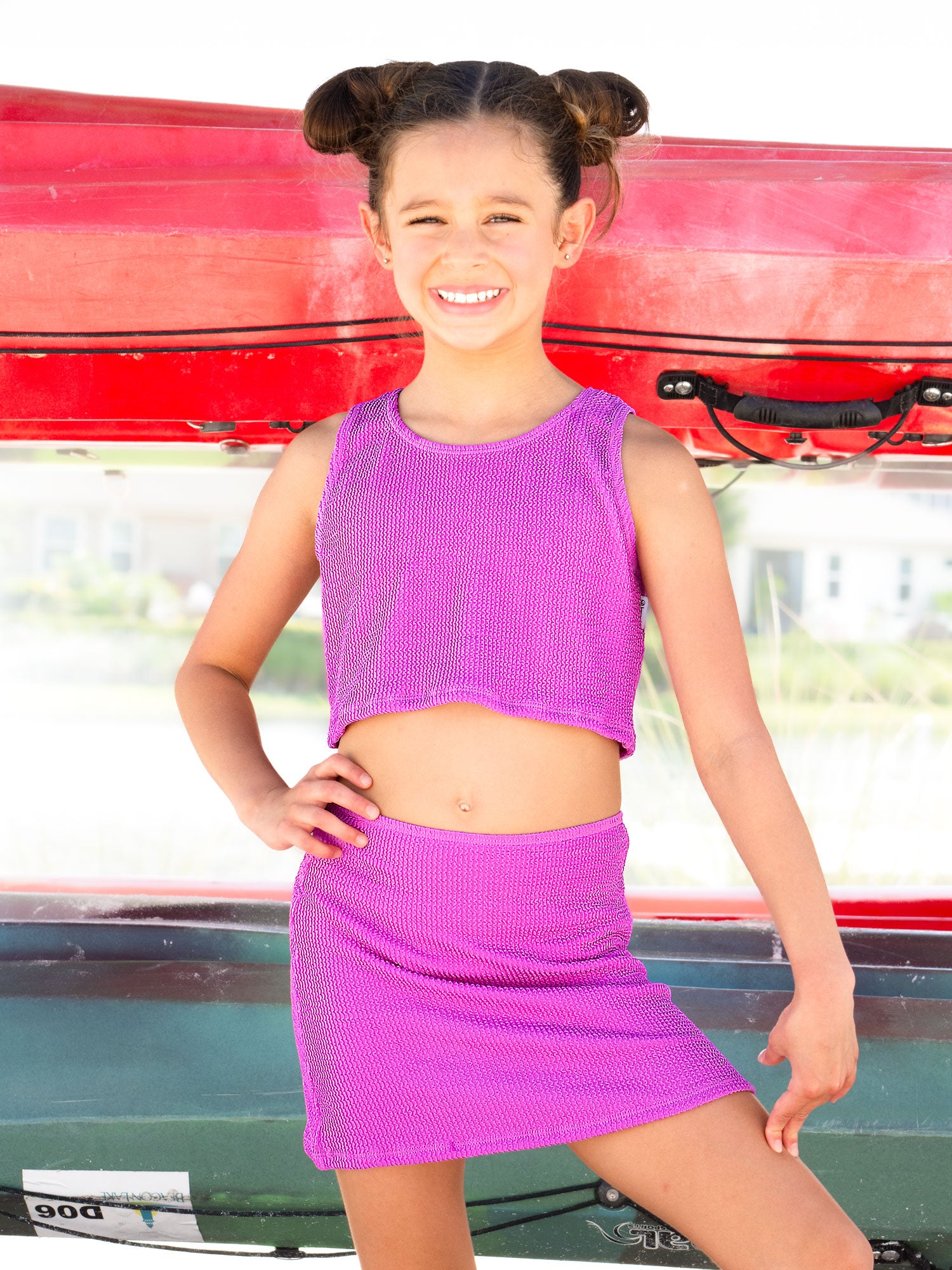 girls crinkle stretch blue skirt
