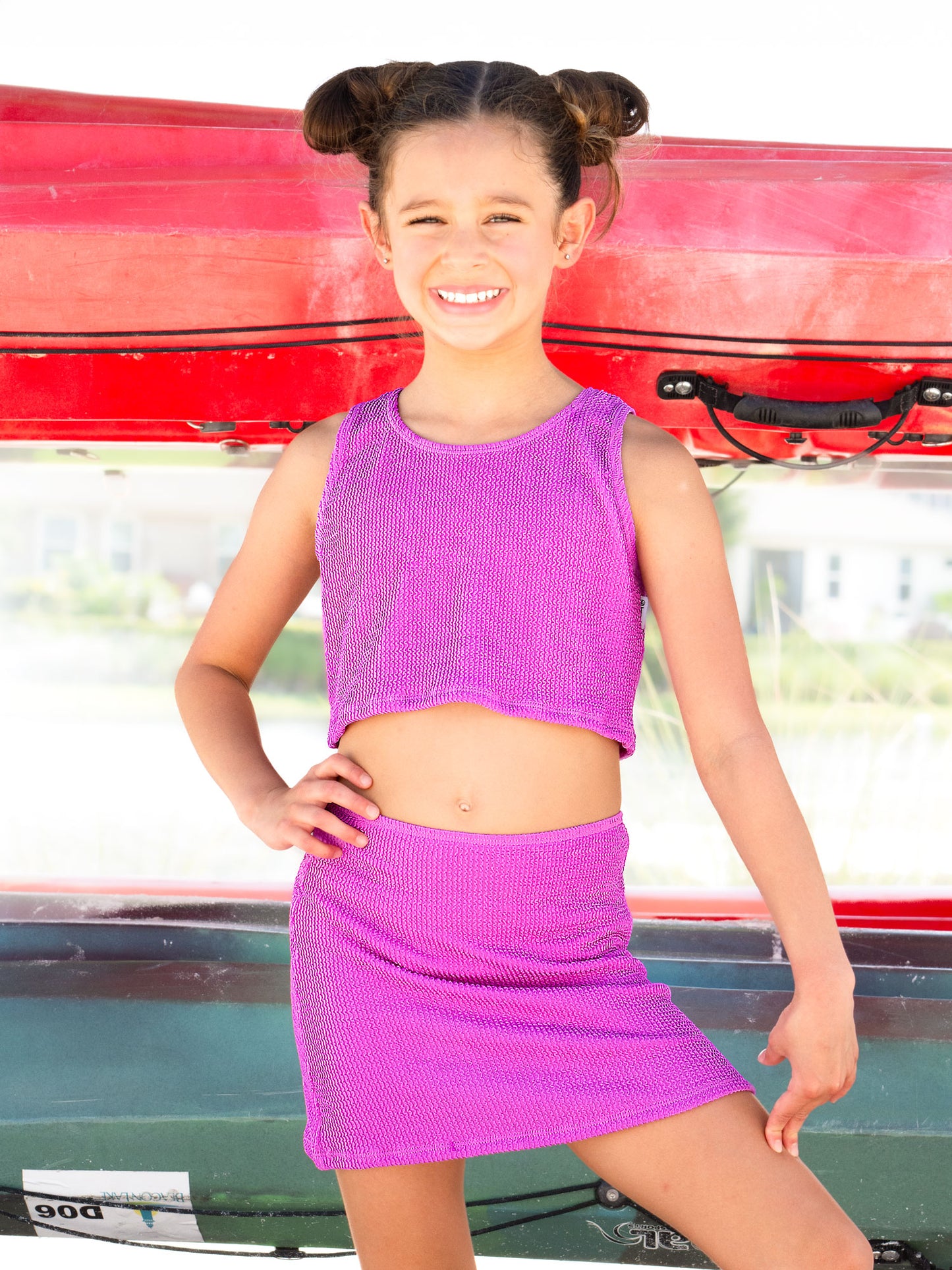 girls crinkle stretch blue skirt