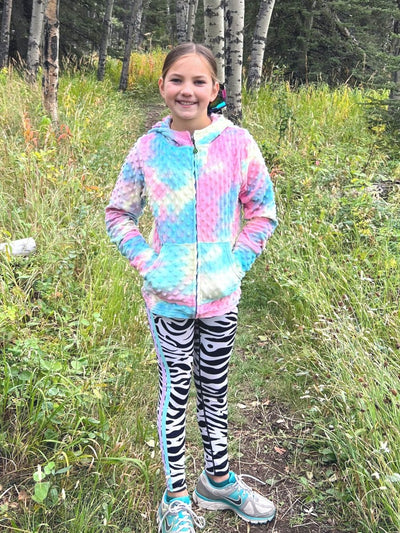 girls cotton candy minky bubble zip hoodie and activewear leggings 