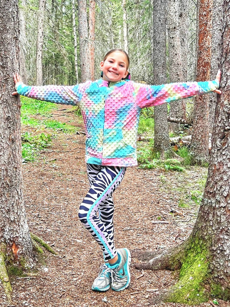 girls cotton candy minky bubble zip hoodie and activewear leggings 