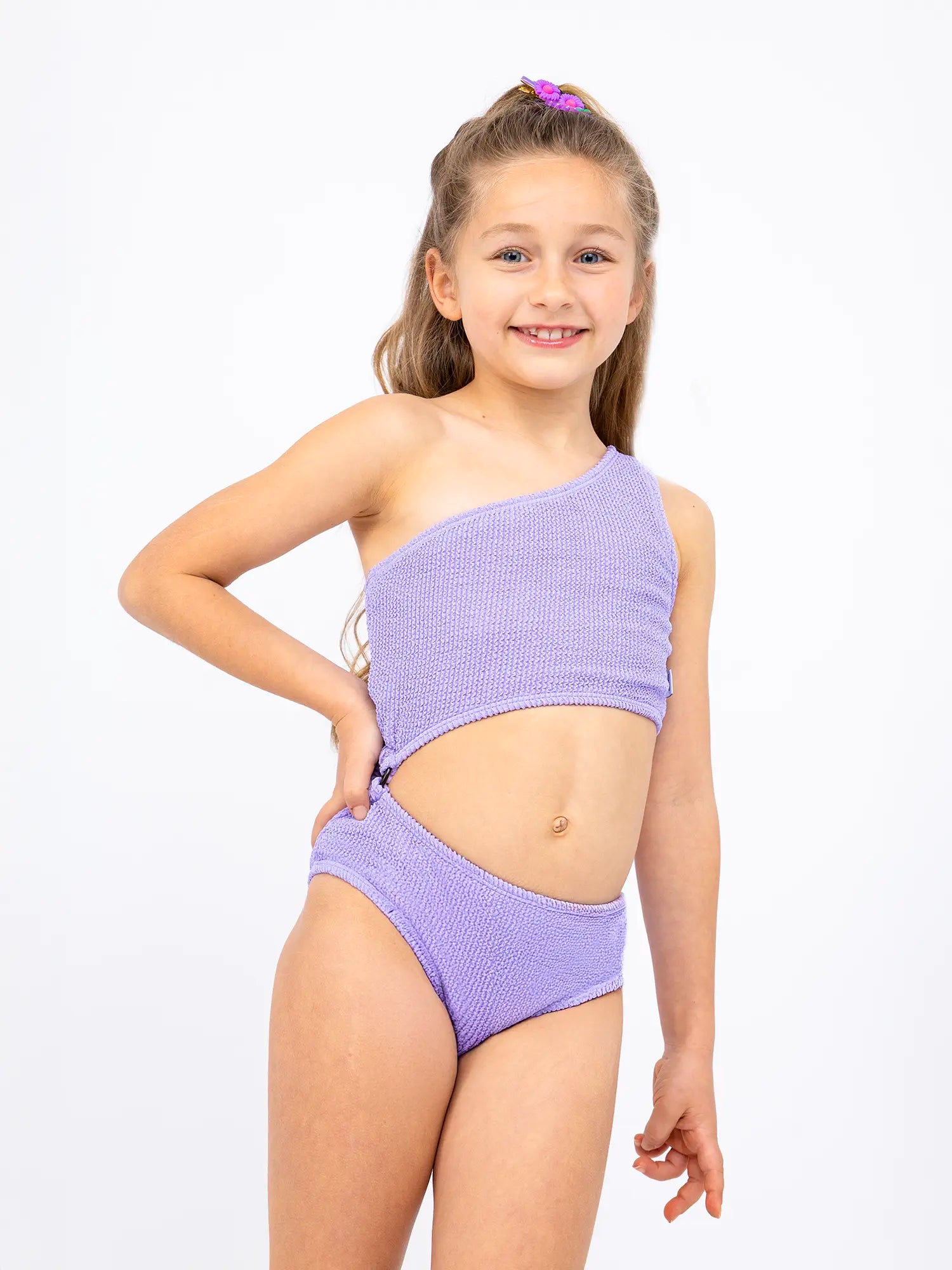 Dina Crinkle Side Cutout One Piece Swimsuit