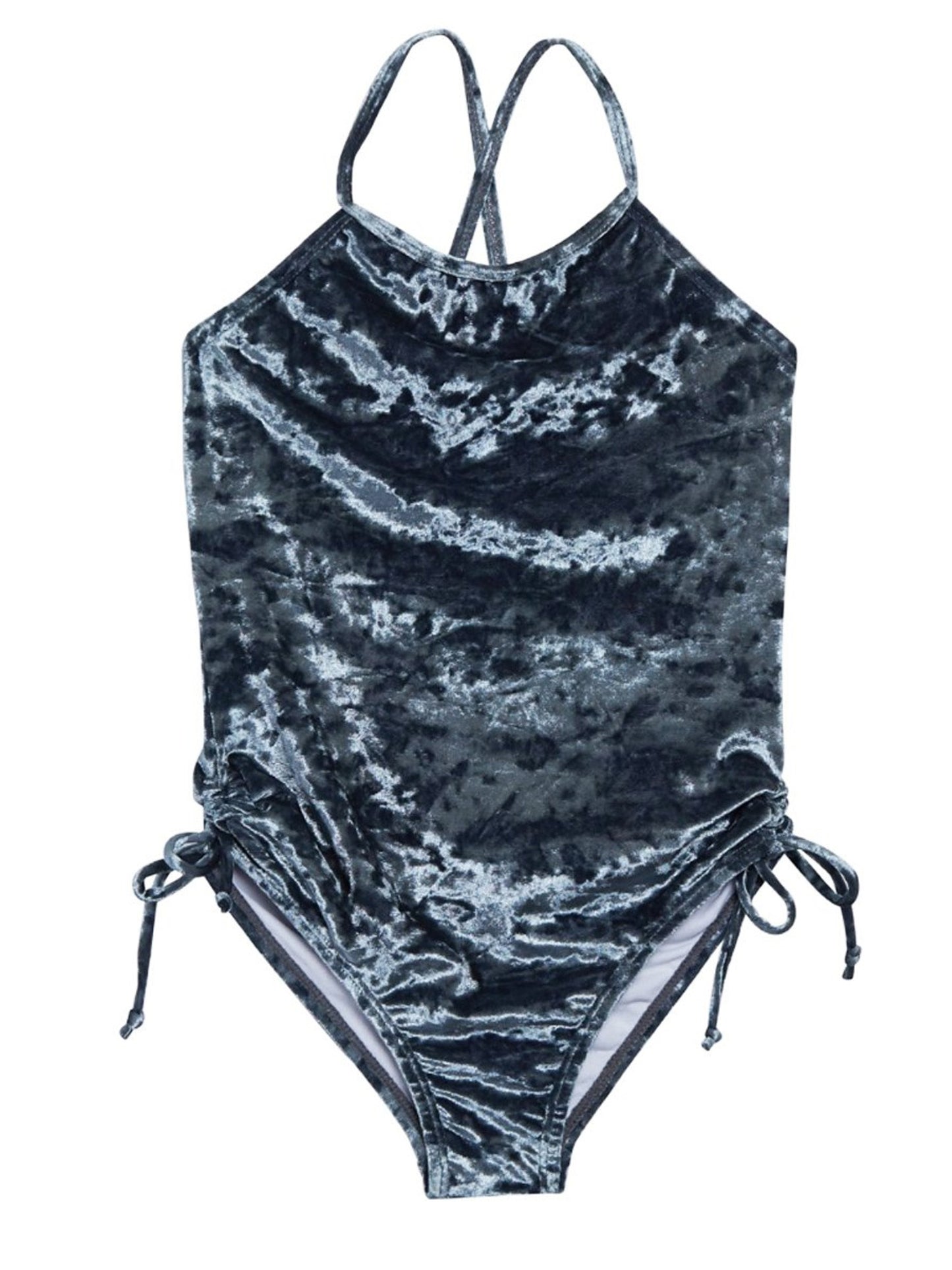 girls crushed velvet one piece swimsuit