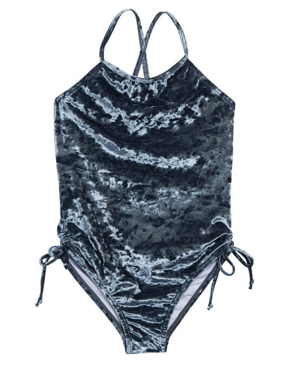 girls crushed velvet one piece swimsuit