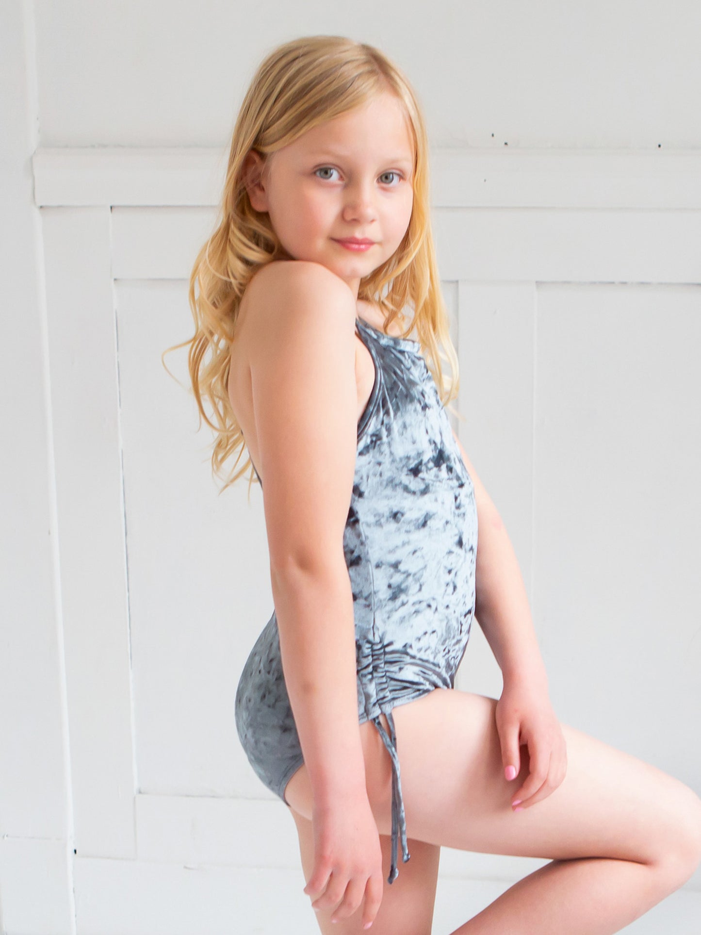 girls crushed velvet one piece swimsuit