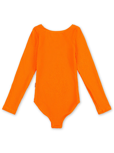 girls neon lime crinkle long sleeve one piece swimsuit