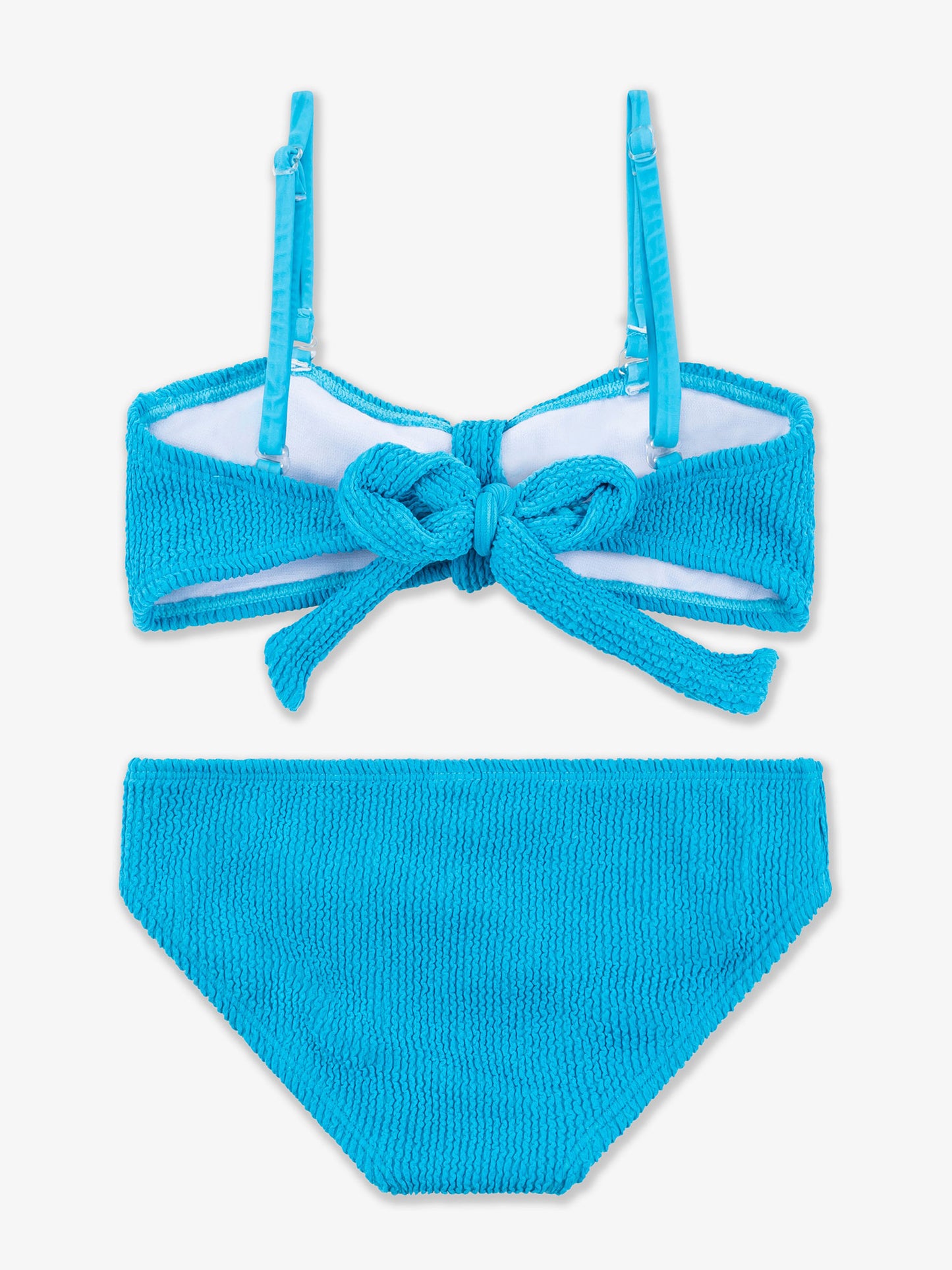 girls blue crinkle two piece bandeau bikini