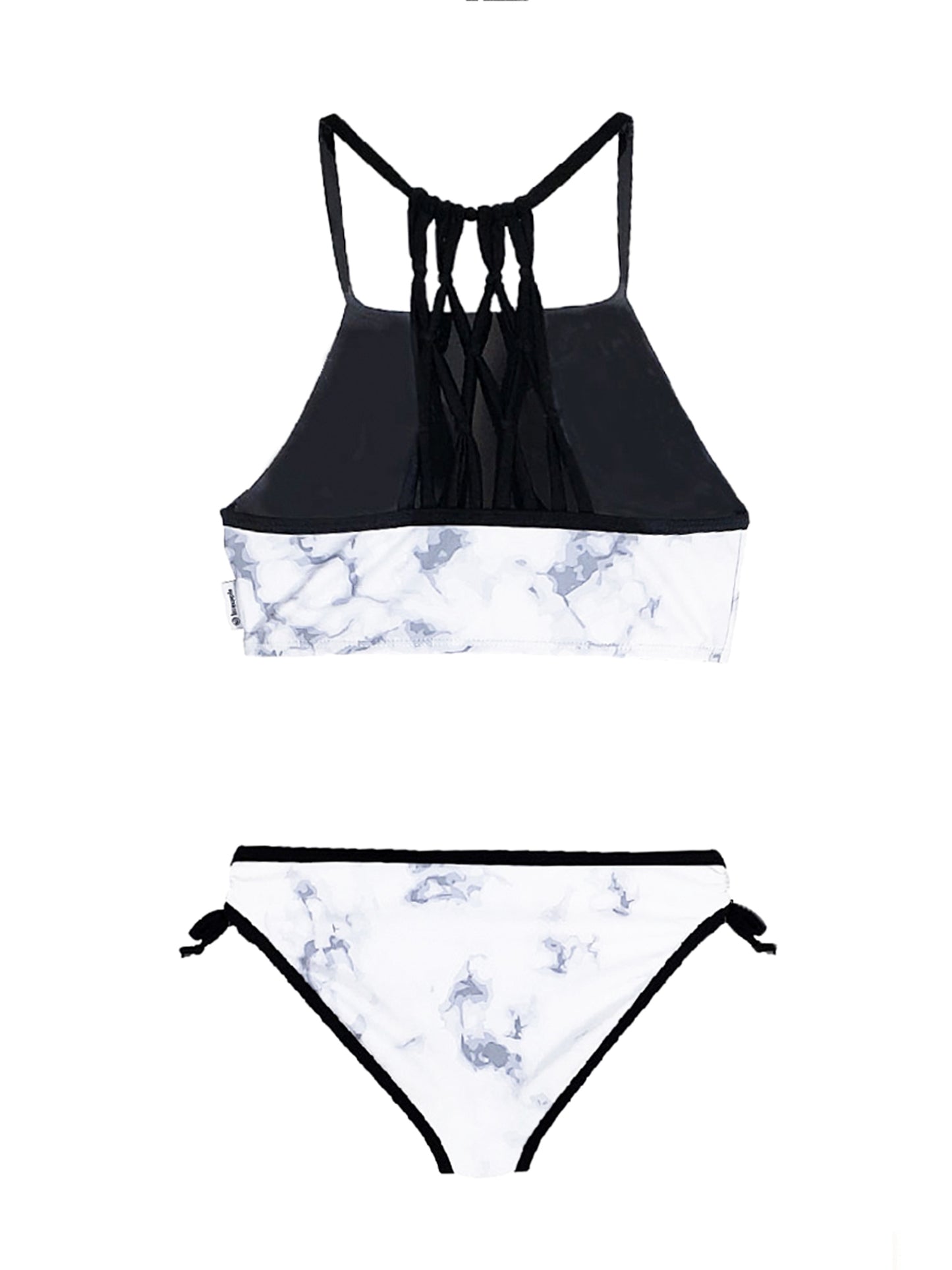 girls marble tankini two piece swimsuit with foil lightning bolt print