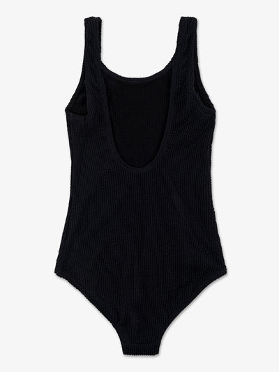 girls black crinkle one piece swimsuit