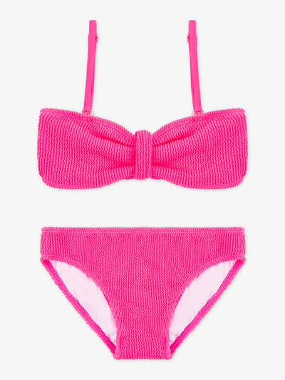 girls blue crinkle two piece bandeau bikini