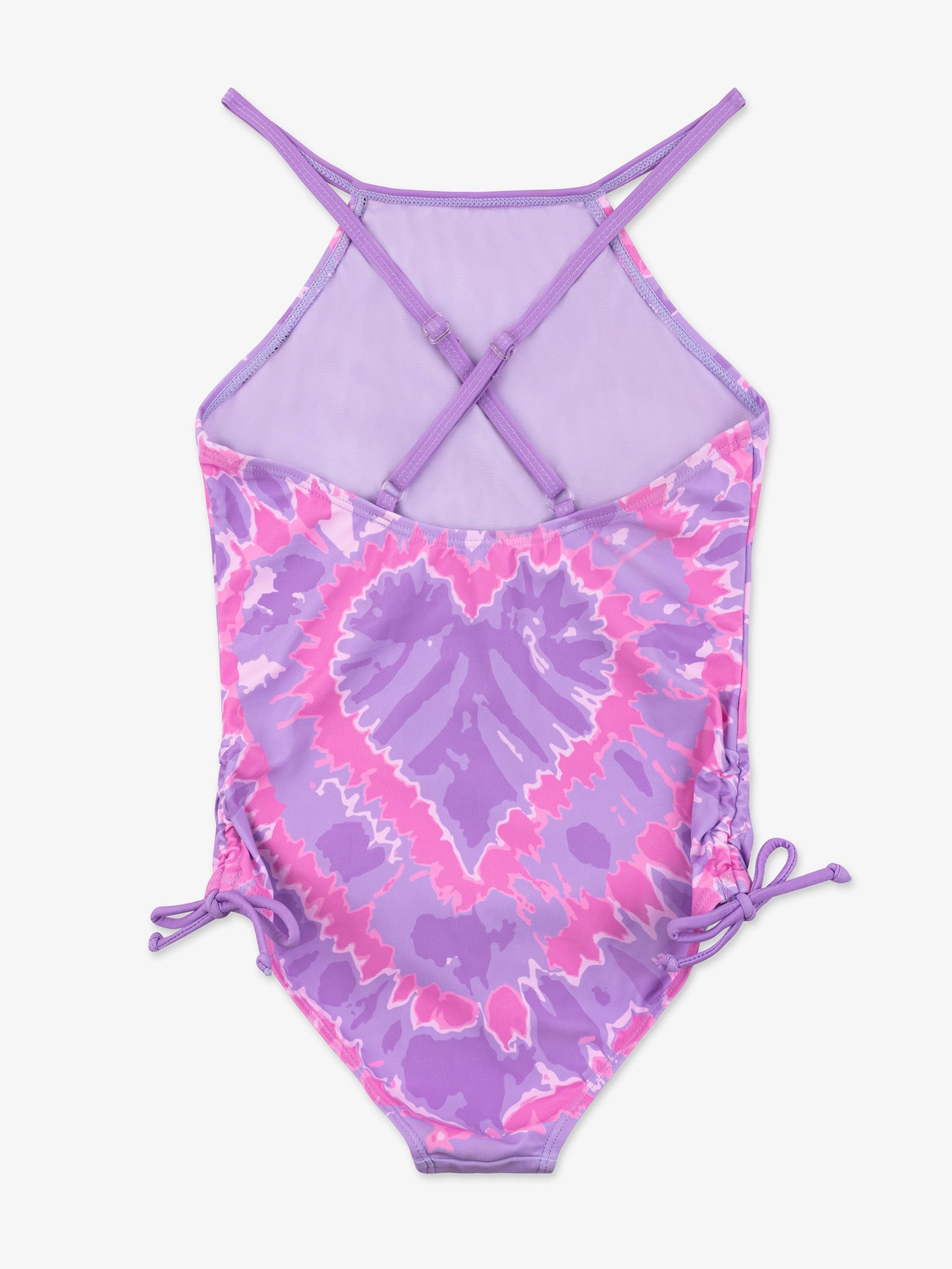 girls purple heart tie dye one piece swimsuit