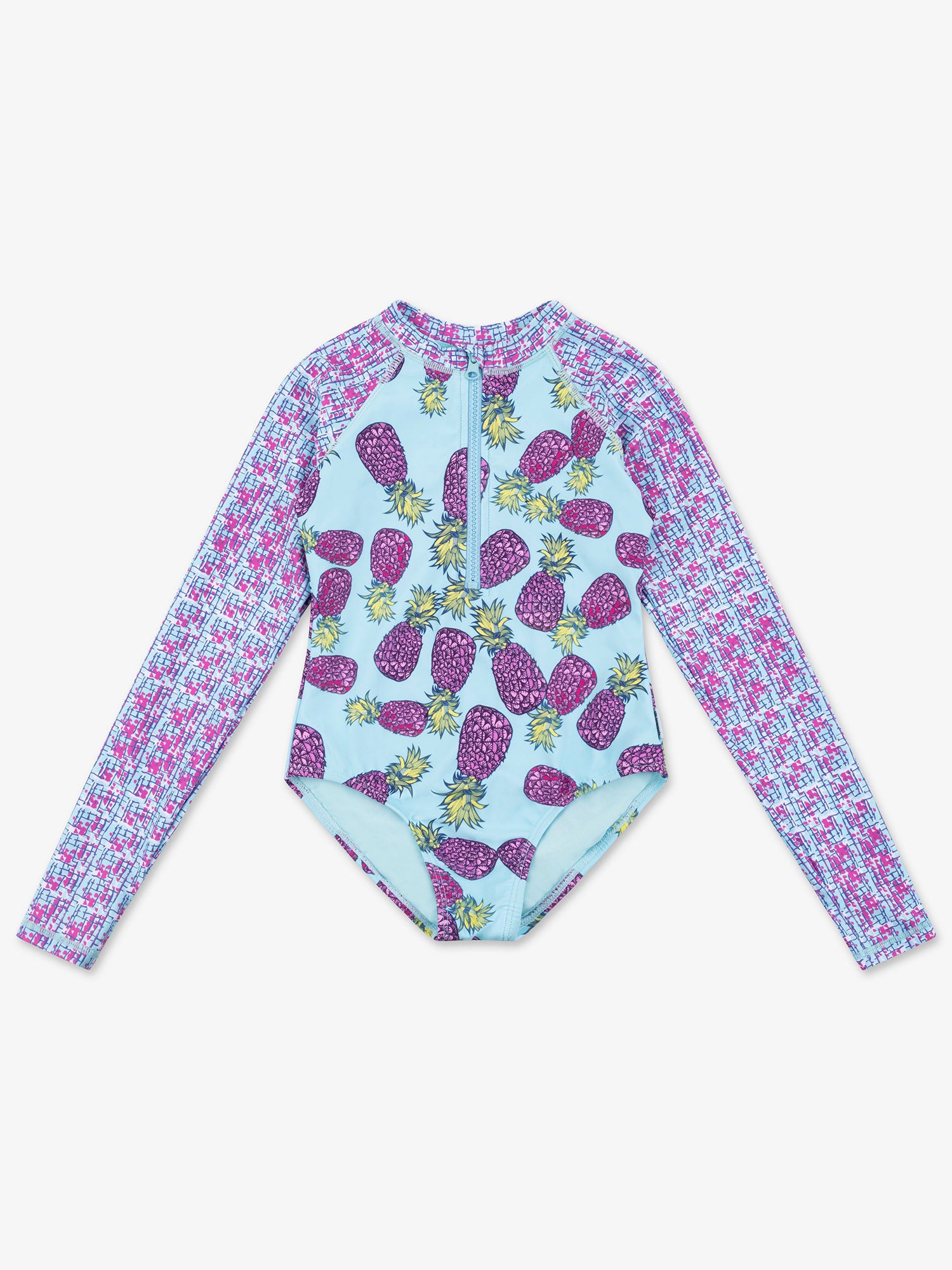 girls pineapple one piece rash guard swimsuit