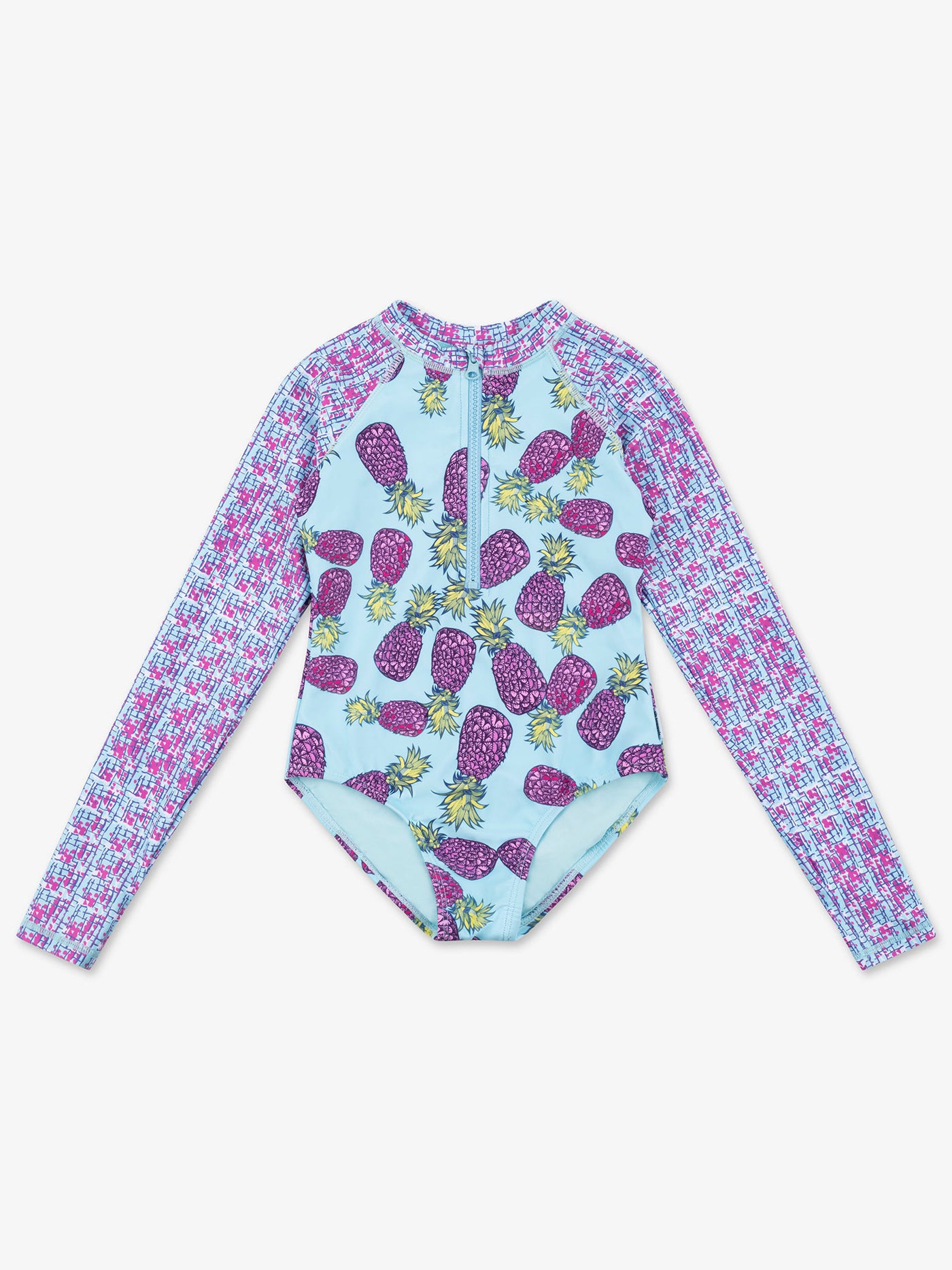 girls pineapple one piece rash guard swimsuit