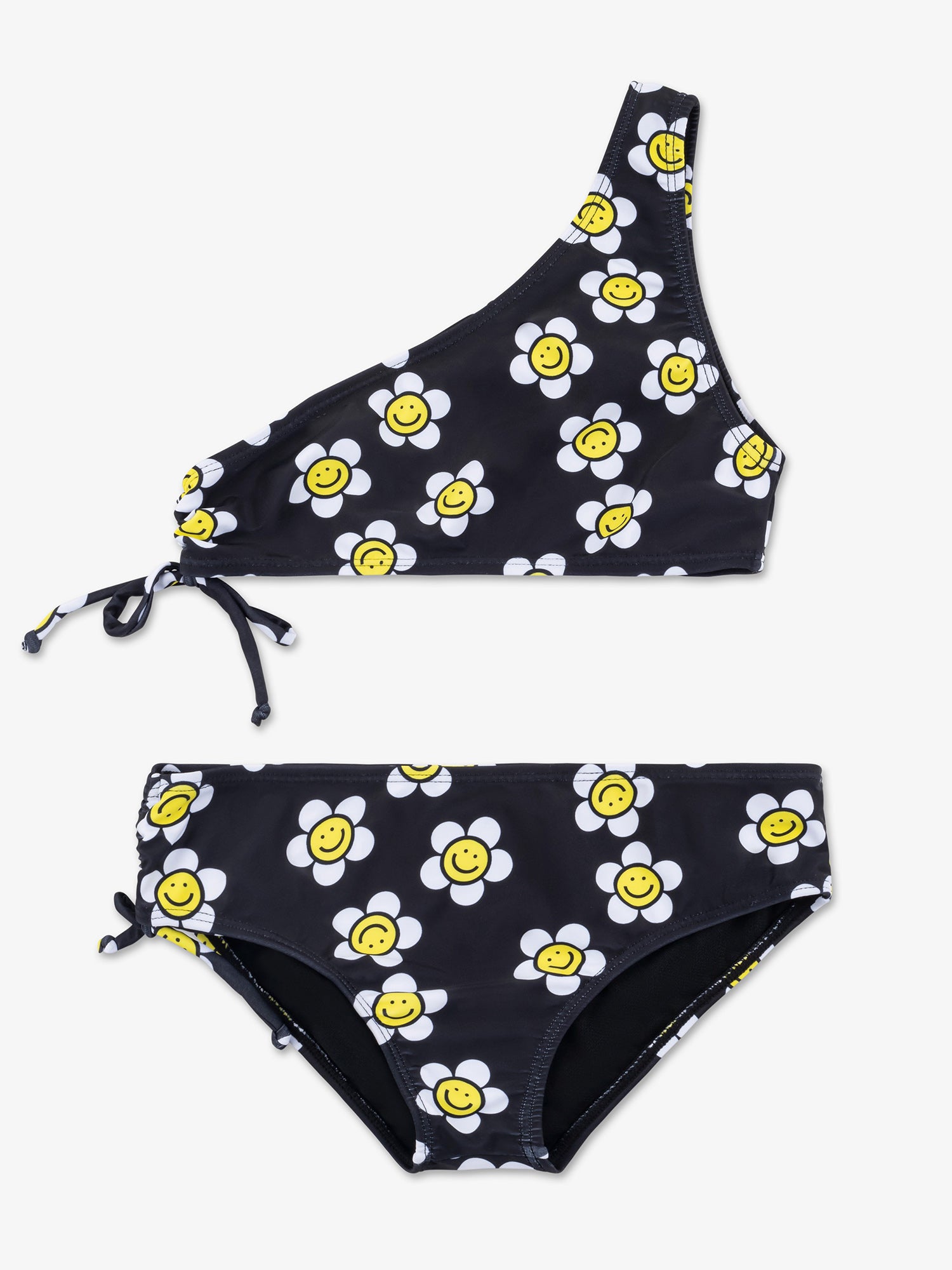 girls daisy print black and white bikini swimsuit