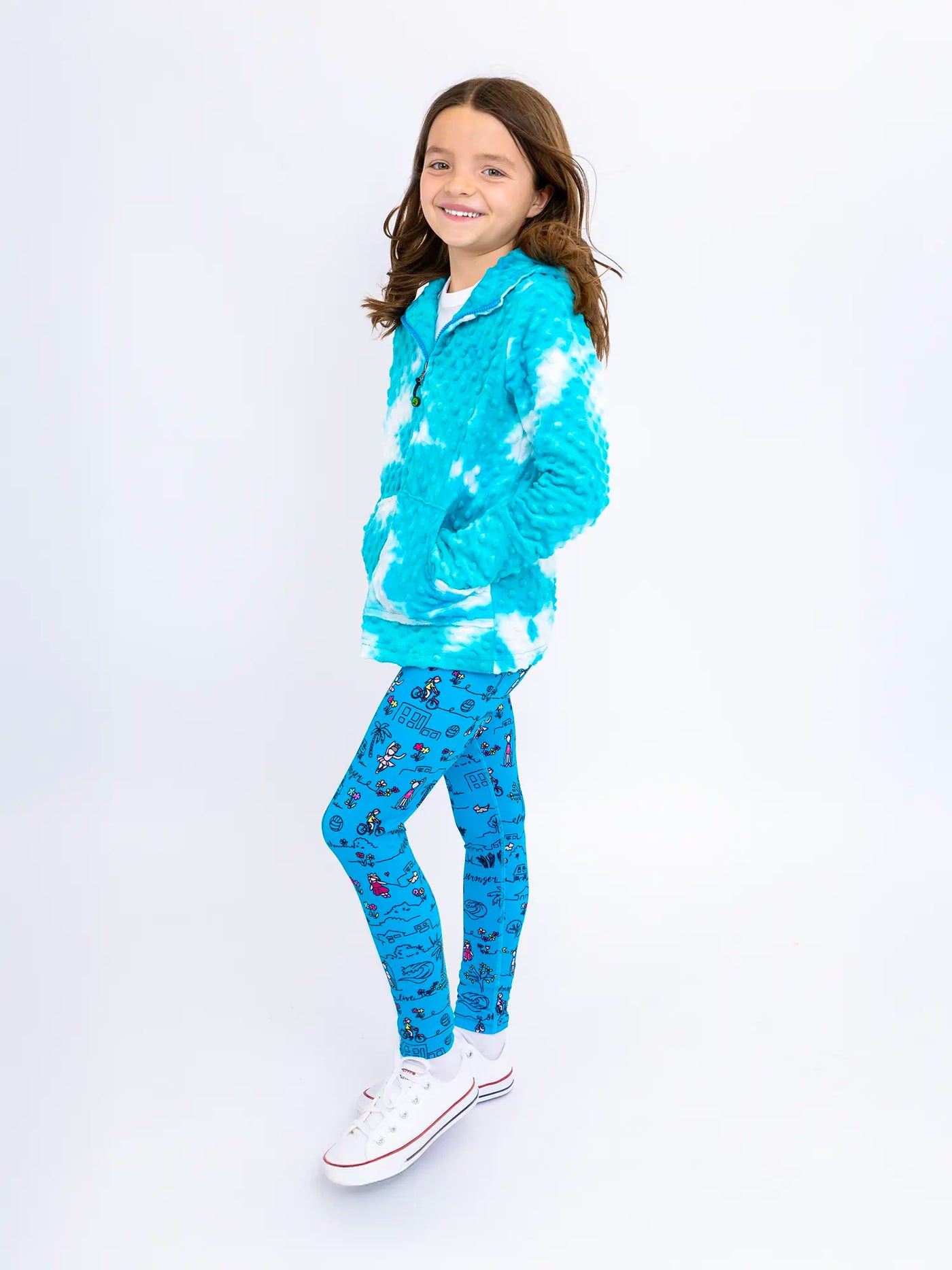 Hailey - Printed Blue Activewear Leggings