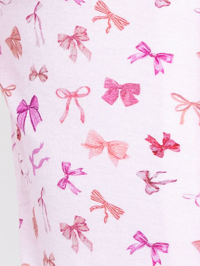 girls pink bows print short sleeve pajama short set