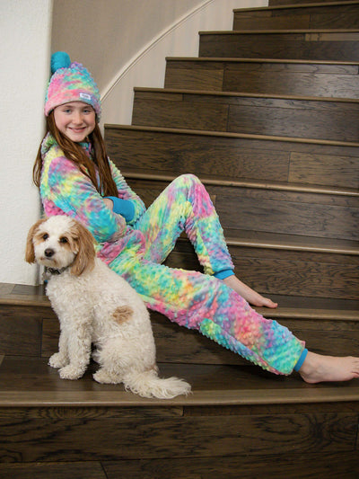 girls minky zip hoodie and jogger pant set