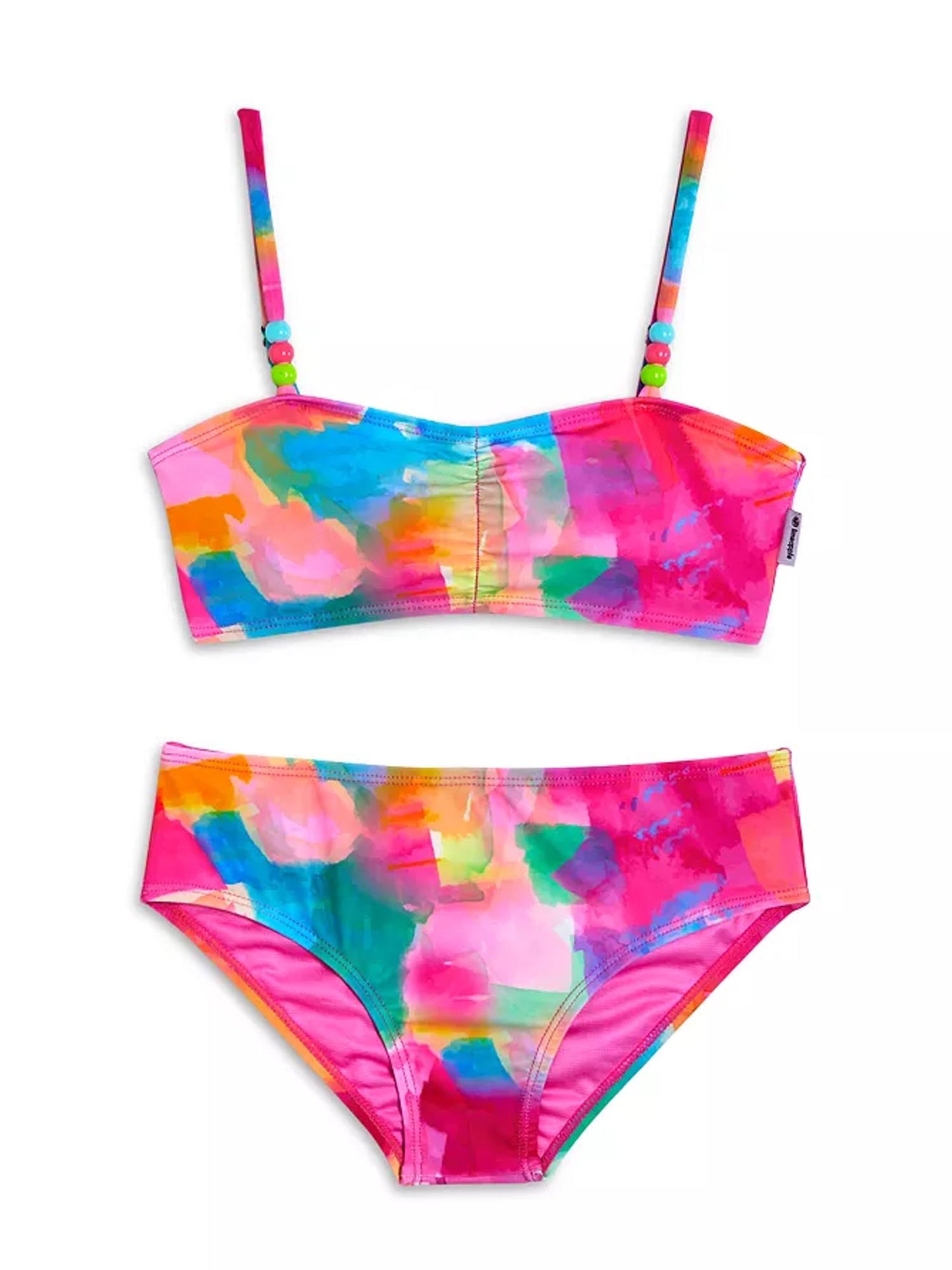 girls pink printed bikini swimsuit