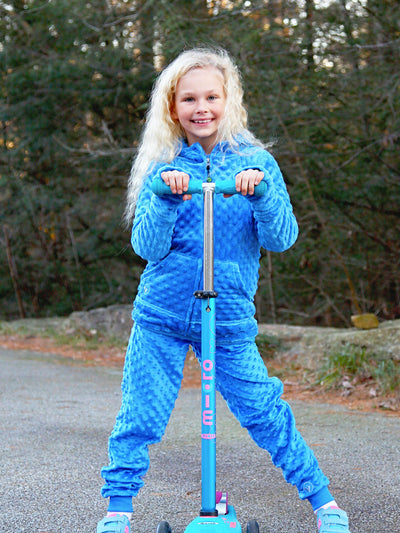 girls blue minky bubble jogger pant
