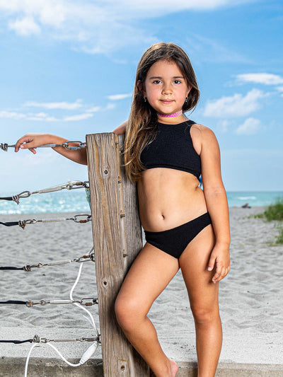 girls perwinkle crinkle tankini two piece swimsuit