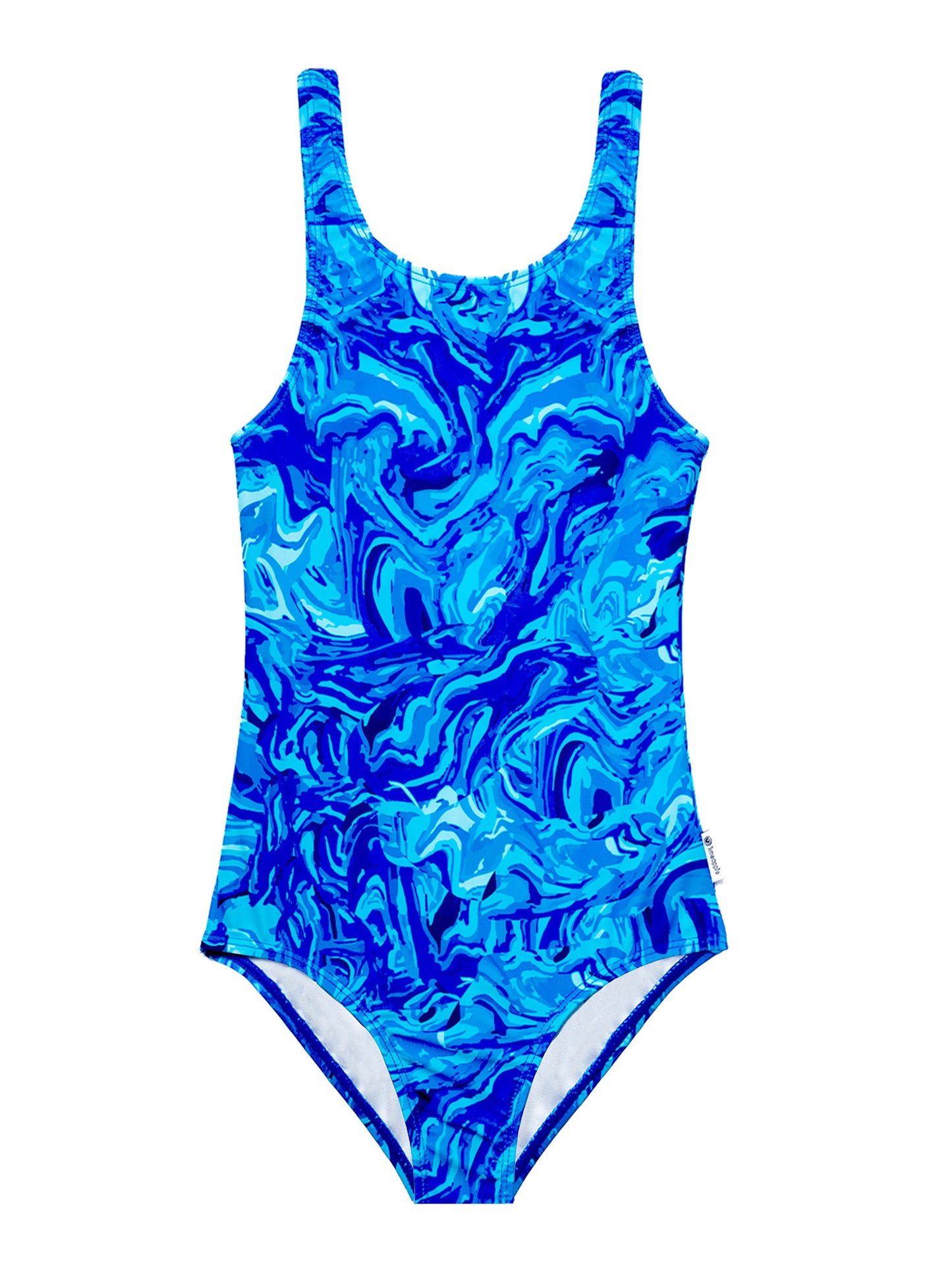 girls blue tie dye one piece swimsuit
