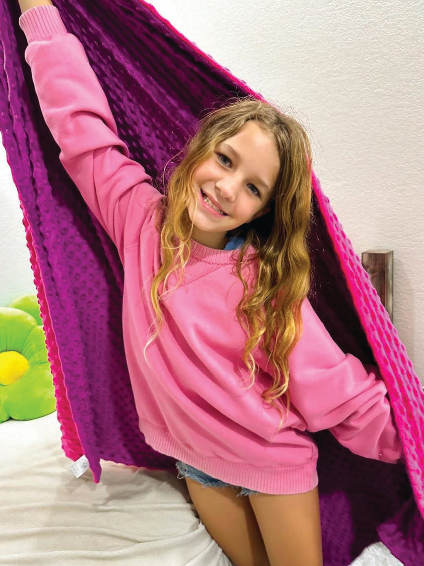 girls reversible minky bubble blanket