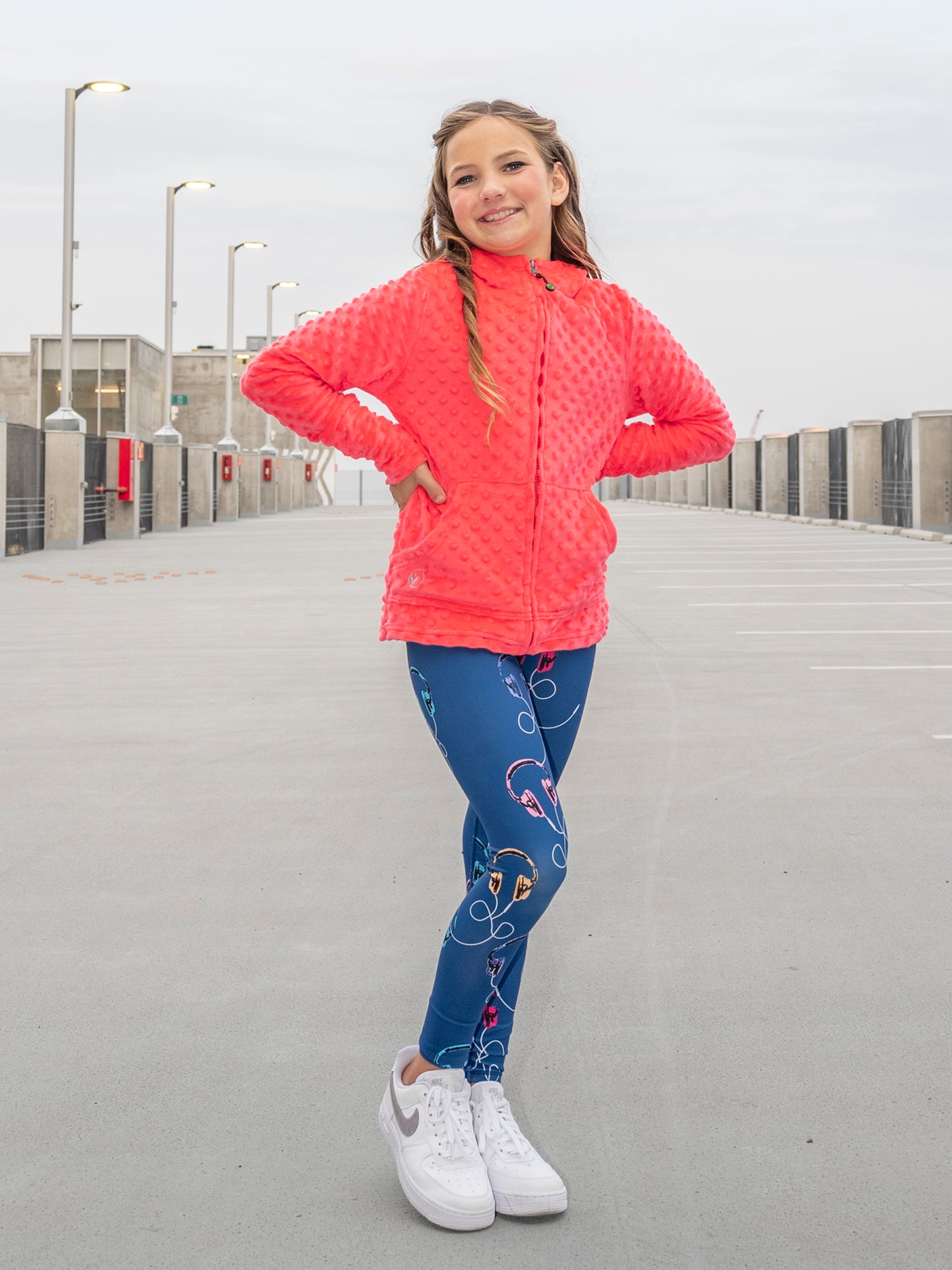 minky bubble zip hoodie in coral