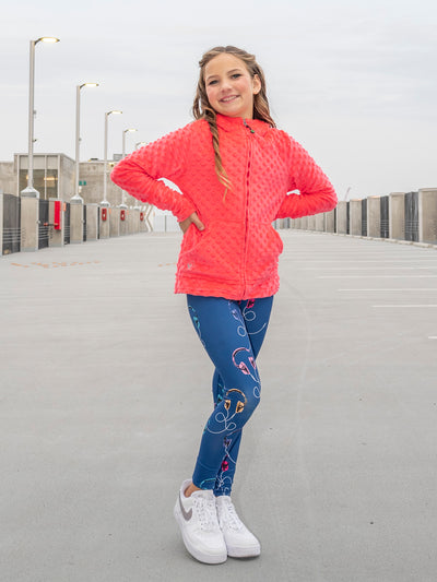 minky bubble zip hoodie in coral