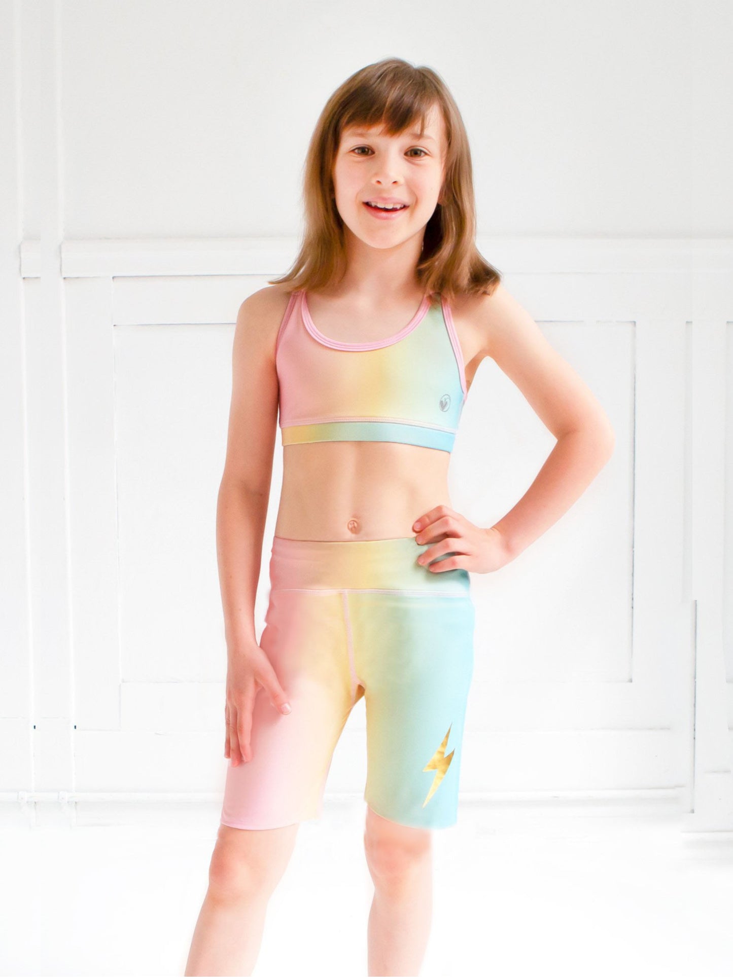 girls pastel activewear bike shorts
