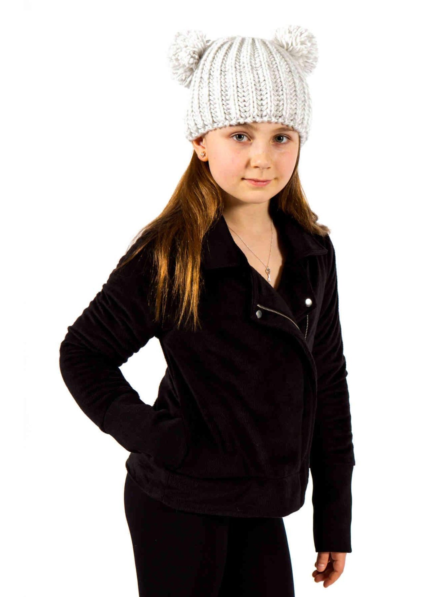 girls black minky moto jacket
