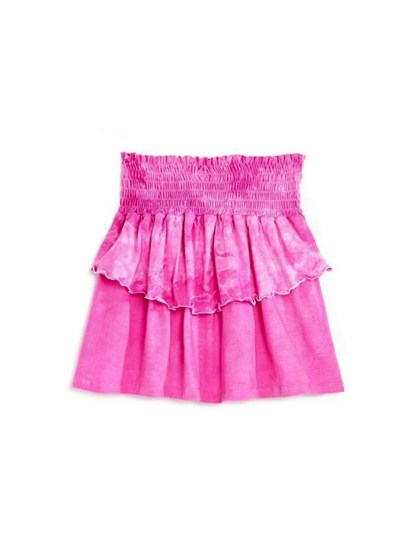 girls fuchsia tie dye smocked ruffle skirt