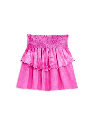 girls fuchsia tie dye smocked ruffle skirt