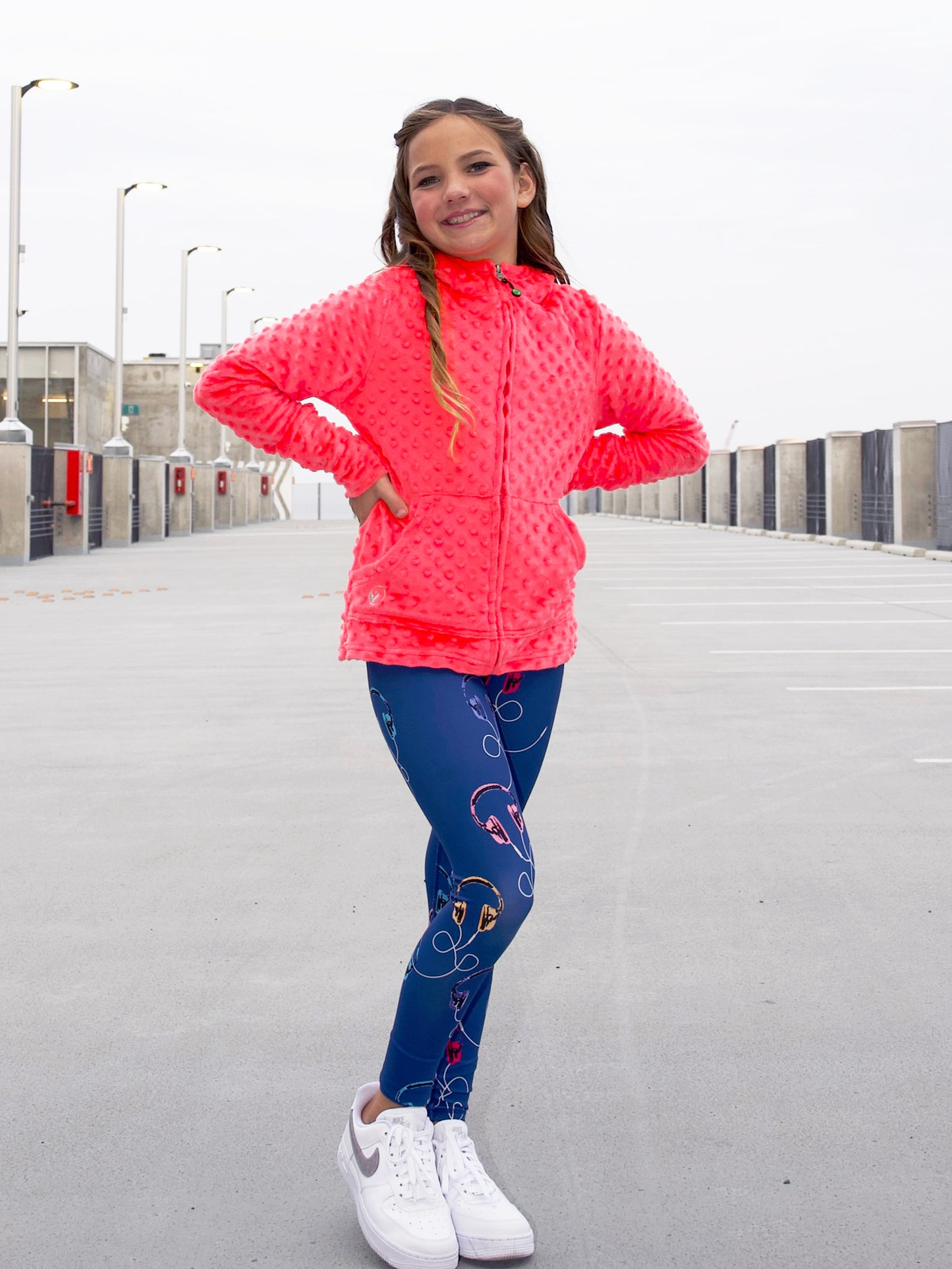 girls blue printed activewear leggings